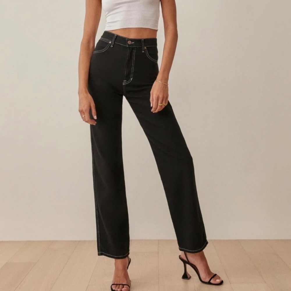 Reformation Black Wide-Leg Flare Jeans